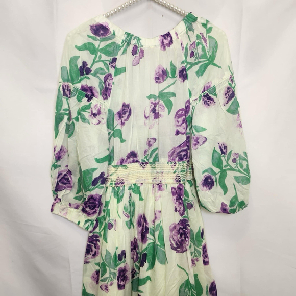 Free People Maxi Dress Golden Hour V-Neck Floral Multicolor 3/4 Sleeves XS Boho - Picture 7 of 12